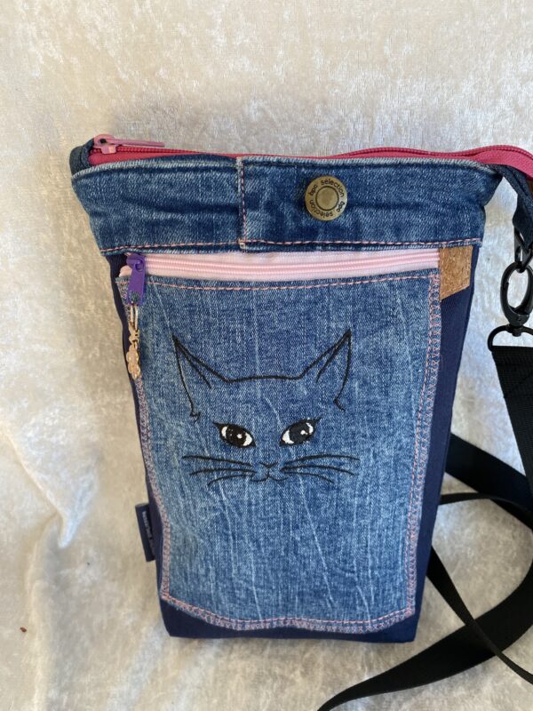 kleine Umhänge Tasche mit Katzenkopf